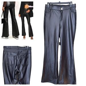 BOOTCUT FAUX LEATHER MAGIC PANTS Black SZ MEDIUM FITS LIKE NEW WORN ONCE